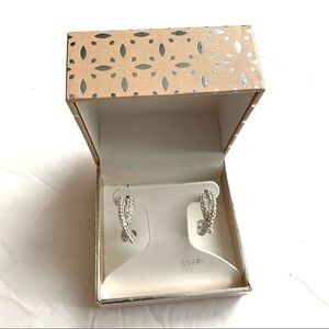 NEW Chrystina Genuine Crystal Fine Silver Plated Hoop Earrings